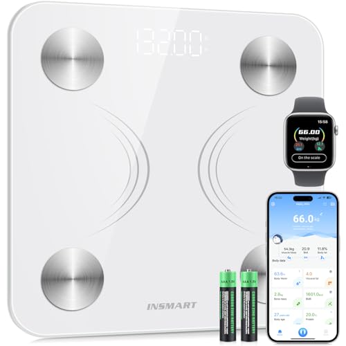INSMART Smart Scale for Body Weight,Accurate Digital Weight Scale and Fat Percentage,Bluetooth Body Fat Scale with BMI Muscle Mass,16 Body Composition,Health Monitor Analyzer with APP Sync