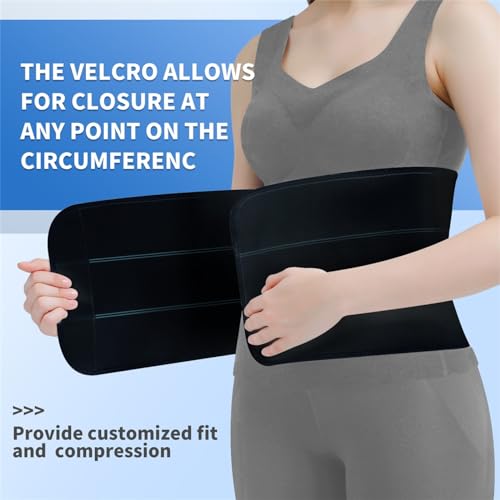 Abdominal Binder Post Surgery Tummy Tuck Belt, Compression Stomach Wrap Belly Band, Skin Friendly, Breathable - (60" - 75") 3 Panel - 9" BLACK