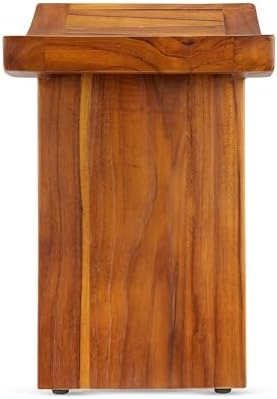 TeakCraft Teak Shower Stool with Shelf – Water Resistant, Non-Slip Premium Indonesian Teak Wood Bath Seat Bench for Shower – Fully Assembled Wood Spa Bath Organizer Seat with Leveling Feet, The Randi