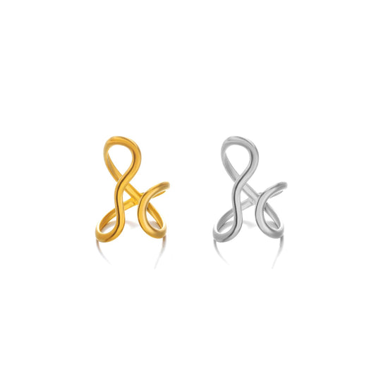 AIETUE Chunky Rings For Women, Gold Silver Thumb Ring Asymmetrical Wavy Curve Ring Adjustable Non Tarnish Dainty Stainless Steel New Year Anniversary Birthday Jewelry Gift (Wavy Gold+Silver)