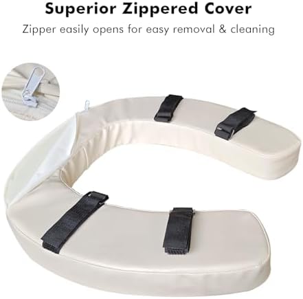 Soft Toilet Seat Cushion with 2-inch High-Density Foam Padded Toilet Cushion Toilet Seat Riser Waterproof PU Fabric-Suitable for Standard,Elongated Toilets(Beige)