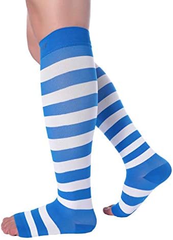 Doc Miller Compression Socks for Pregnant Women – Wide Calf, Open Toe Knee Sleeve 15-20 mmHG,Toeless Pregnancy Stockings for Varicose Veins, Footless Shin Splint Relief, 1 Pair