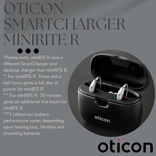 Oticon Smart Charger - for only Oticon More, Real, Zircon, Opn S, Ruby, Play miniRITE Rechargeable Hearing Aids - NOT Compatible with Oticon Intent and All Oticon BTE Type Hearing Aids