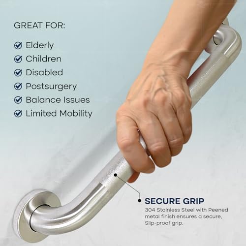 Grab Bar for Bathtubs and Showers, Anti Slip Shower Grab Bars for Seniors and Elderly, Safety Bar for Bathroom 24" x 1.5" ADA Compliant Grab Bar, Heavy Duty Stainless Steel Shower Handle