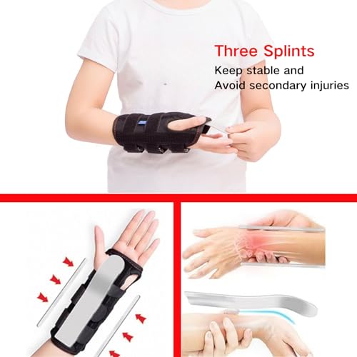 Kids Wrist Brace Fits wrist circumference 4-6.2 inches Pediatric Wrist Splint & Wrist Support for Kids, Adjustable Youth Wrist Brace for Sprains, Strains, Arthritis & Carpal Tunnel Pain Relief - Left & Right Hand (1, Black, Pediatric)