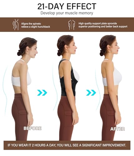 URSEXYLY Back Brace Posture Corrector for Women Breathable Posture Brace Adjustable Full Back Support Brace,Upper and Lower Back Pain Relief(X-Large,Black)