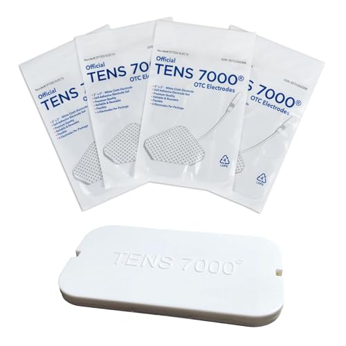 TENS 7000 Official TENS Unit Electrode Pads - 16 Pack, Includes Electrode Carrying Case, Premium Quality OTC TENS Unit Replacement Pads, 2" X 2" - Compatible with Most TENS Machines