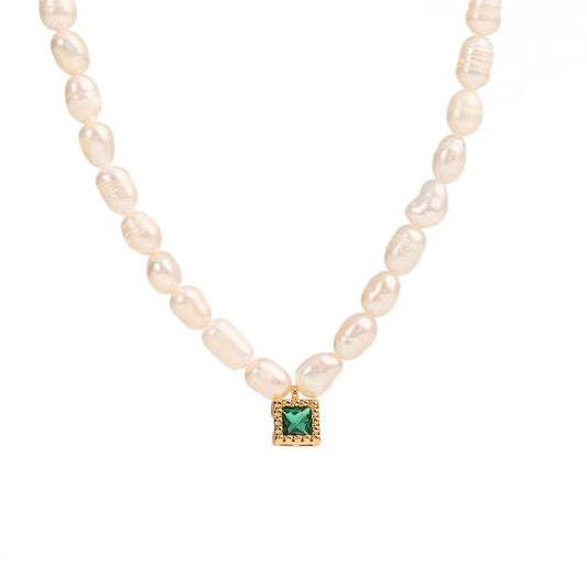 18K Gold Pearl Clavicle Necklace, Freshwater Pearl Beaded Necklace, Beautiful Women's Day, Birthday Gift for Wife,Girlfriend (style one, 18K)