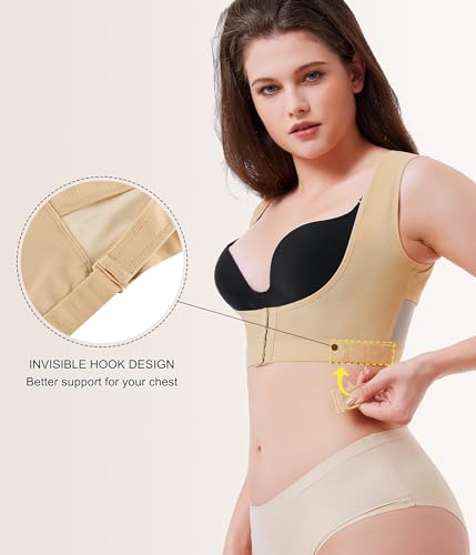 URSEXYLY Upper Back Brace for Women Breathable Posture Corrector Posture Support Back Straightener Pain Relief(Beige,L)
