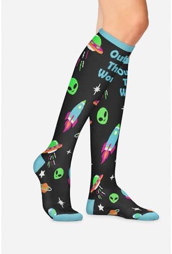 Cherokee Women's 10-15mmHg Compression Socks – Fun Print Knee Highs with Light Support, Soft Feel - PRINTSUPPORT
