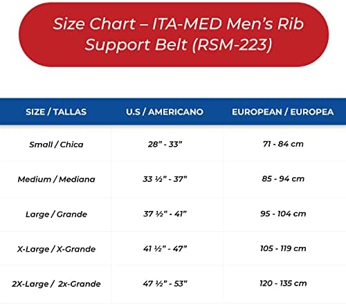 ITA-MED Breathable Elastic Rib Brace for Men, Ideal Compression Support Wrap/Belt for Broken, Cracked, Dislocated & Fractured Ribs, Made in USA (Black, Medium)