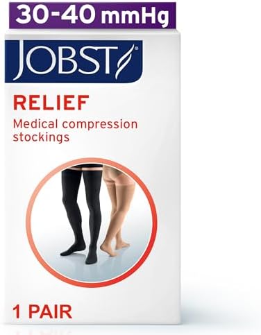 JOBST Relief Thigh High Open Toe Silicone Compression Stockings - Class 30-40