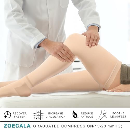 T.E.D.Anti Embolism Compression Stockings for Women & Men,15-20 mmHg Thigh High Ted Hose Medical Support Socks with Inspect Toe Hole for Relieve Post Surgery Swelling,Varicose Veins,Edema,DVT