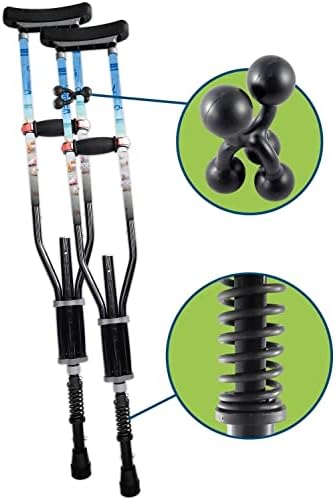 York Nordic - Spring Cushion Crutches Perfect for Sports Injuries and Travel - Heights 4'7" to 6'6" - Adjust Down to 22" for Travel