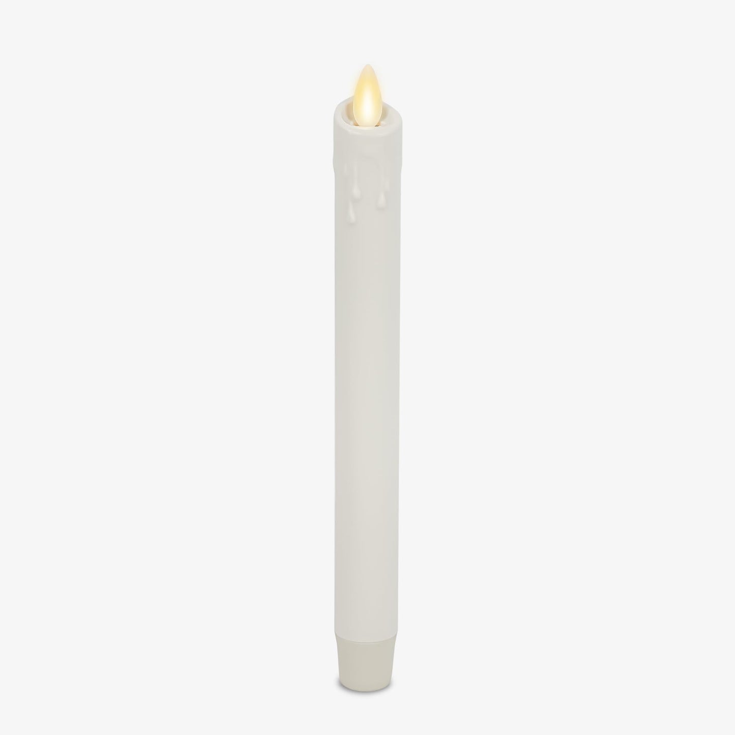 Luminara White Single Wax Drip Flameless Candle Tapers (1 x 9.5 inch), Moving Flame LED Candle Unscented Real Wax with Dripped Top Timer Function, Table, Mantel, Holiday Decoration