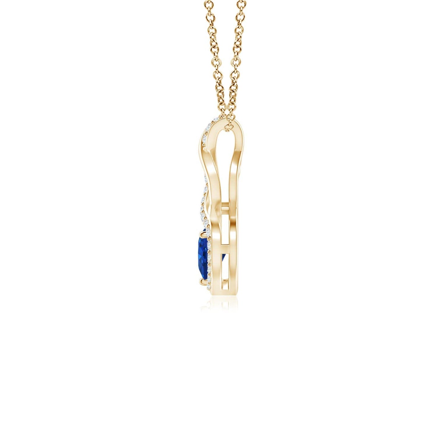 Angara Natural Blue Sapphire Pendant for Women | Heart-Shaped Blue Sapphire Infinity Pendant with Diamond Accents in Yellow Gold | September Birthday, Anniversary, Gemstone Jewelry Gift | AAA | 4mm