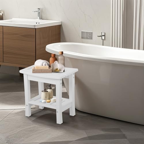 HDPE Waterproof Shower Bench,Shower Seats for Adults Shaving Legs,Shower Stool for Inside Shower 300 Lbs Capacity White