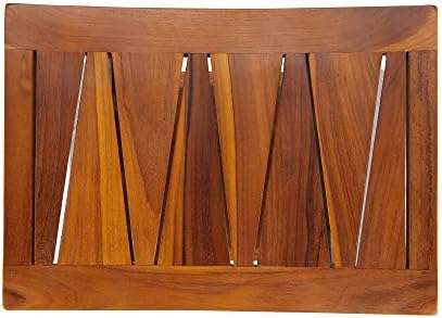 TeakCraft Teak Shower Stool with Shelf – Water Resistant, Non-Slip Premium Indonesian Teak Wood Bath Seat Bench for Shower – Fully Assembled Wood Spa Bath Organizer Seat with Leveling Feet, The Randi
