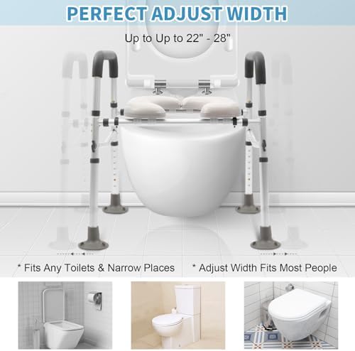 Raised Toilet Seat with Handles,500lbs Heavy Duty Toilet Seat Riser,Adjustable Safety Assist Toilet Chair for Elderly,Handicap, Pregnant,Fits Any Toilet