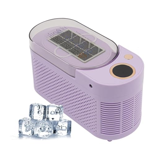 Portable Ice Maker, 8 Cubes in 10 Mins, Dual Power DC 12V & AC, Compact Countertop Machine for Home Office Camping Car, Purple