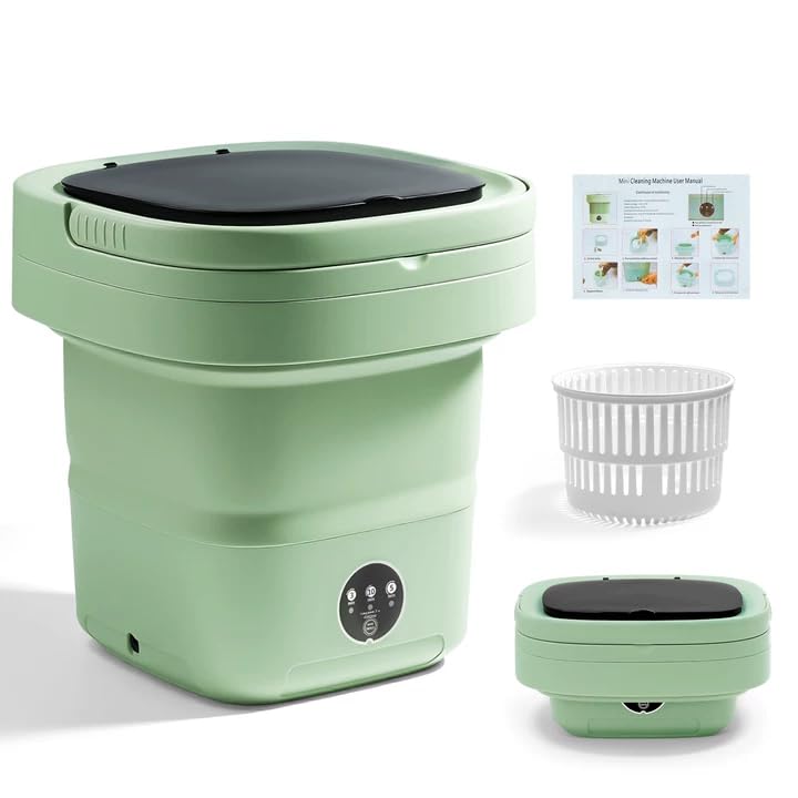 Portable Washing Machine, Mini Washer, 16L Upgraded with Spin Basket, Foldable Design Ideal for Apartment, Home and Hotel, portable washer 3 Cleaning Modes Suitable for Small Clothes