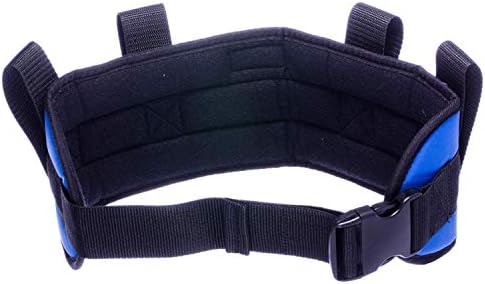 COW&COW Padded Gait Belt with 4 Handles and Quick Release Buckle 5.5 inchs(Blue, S/24inches-30inches)