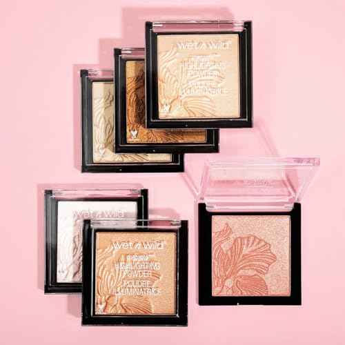 wet n wild MegaGlo Highlighting Powder, Highlighter Makeup, Shimmer Glow, Pink Rose Gold Blossom Glow