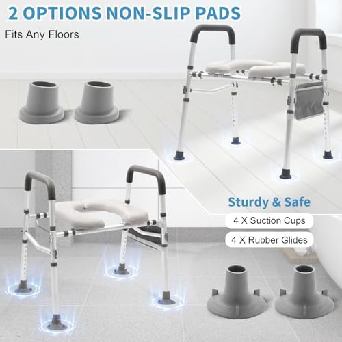 Raised Toilet Seat with Handles,500lbs Heavy Duty Toilet Seat Riser,Adjustable Safety Assist Toilet Chair for Elderly,Handicap, Pregnant,Fits Any Toilet