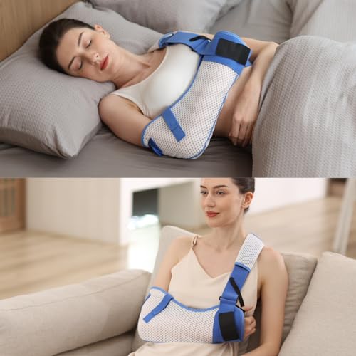 Arm Sling for Shoulder Injury with Waist Strap - Immobilizer Brace Support for Sleeping, Rotator Cuff Surgery (Mesh Version, Right, Large,40-51 inch)