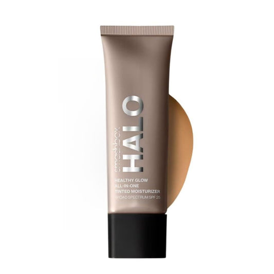Smashbox Halo Healthy Glow Tinted Moisturizer with SPF 25 | 24-Hour Hydrating Skin Tint with Buildable Coverage and Dewy Finish | Hyaluronic Acid & Niacinamide for Face, Medium Tan, 1.4 Fl Oz