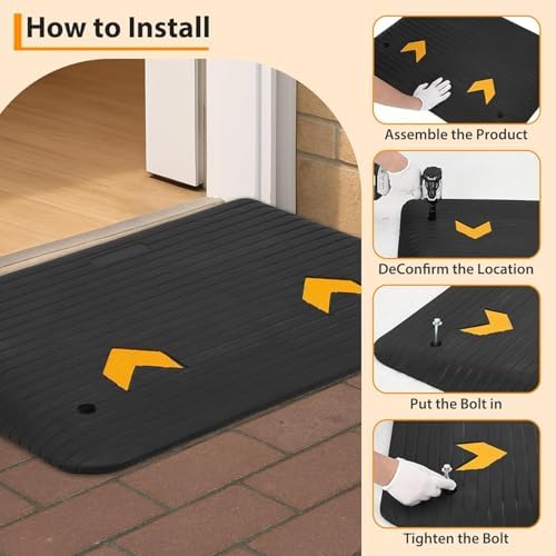 3.5" Rise Rubber Threshold Ramp for Doorways - 33,000 LBS Capacity Wheelchair Ramp, Non-Slip Surface, Portable Driveway Curb Ramps for Home Entry (3.5 in)