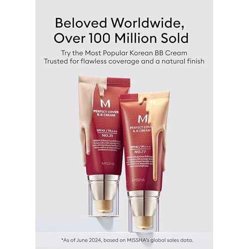 MISSHA BB ESSENTIALS KIT M PERFECT COVER BB CREAM No.21 Light Beige - Light with Cool Undertone/SPF 42 PA+++ 1.69 oz & M BB Boomer 1.35 oz -Lightweight, Multi-Function, High Coverage
