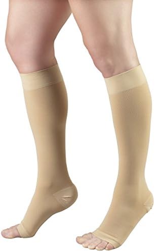 Truform Short Length 30-40 mmHg Compression Stockings for Men and Women, Reduced Length, Open Toe, Beige, X-Large
