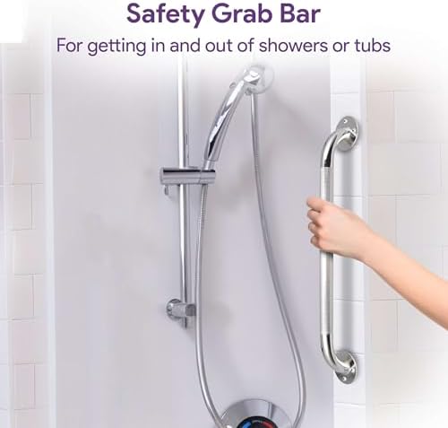 32 Inch Grab Bars for Bathtubs and Showers - Chrome Knurled Bathroom Safety Rail Handle - Non Slip Textured Grip Handicap Grab Bar for Seniors, 250 lbs Weight Support Capacity