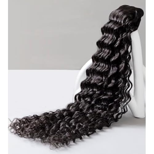 Raw Indian Human Hair Single Bundle, Triple Lifespan, Deep Wave, 18 Inch, Black, Curly, Thick, Fine, Hair Extension