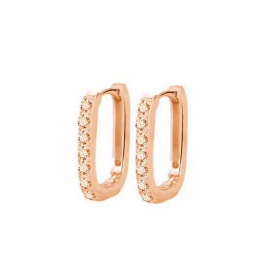 14K Rose Gold D-Color VVS1 Diamond Geometric Hinged Hoop Earrings for Women, Ideal for Valentine's Day or Women's Day Gift (18K, Rose Gold)