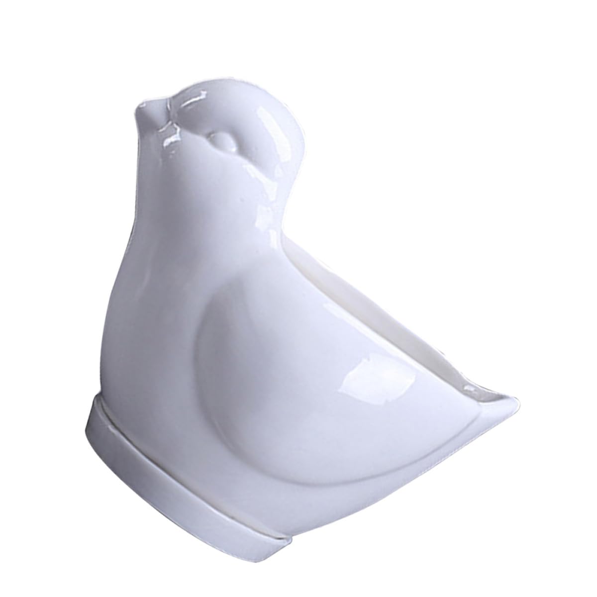 Mikikit Ceramic Bird Shape Succulent Plant Pot with Saucer, White Small Indoor Flower Planter for Desktop Garden Decor