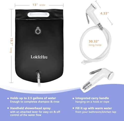 Bedside Shower Water Bag - 2.5 GL Portable Water Shower Bag For Hair Washing In Bed. Use with Inflatable Shampoo Basin, Inflatable Hair Washing Basin, Inflatable Bathtub For Elderly