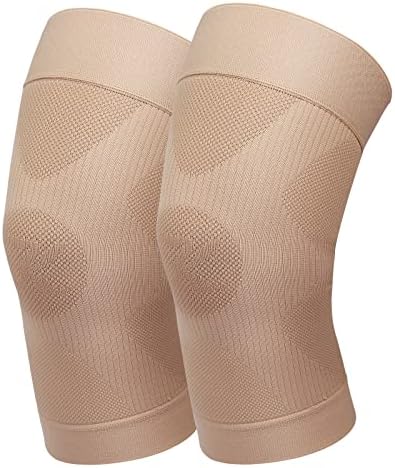 KEKING Orthopedic Brace for Tendinitis, Arthritis, ACL, MCL, Injury Recovery, Meniscus Tear, Knee Pain, Aching Knees, Patellar Tendonitis and Arthritis, Knee Compression Sleeves 2 Pack, Beige 3XL