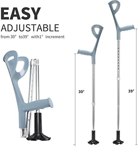 2 Pcs Forearm Crutches for Adults Foldable Knee Patients Mobility aids for Childre and Seniors for with Leg Injury Adjustable Travel Lightweight Walking Stick