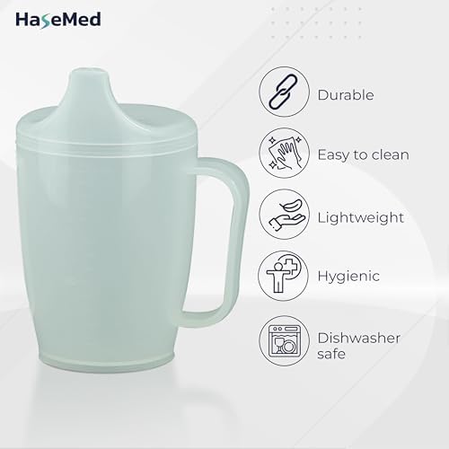 Adult Sippy Cup with Easy-Grip Handle & Spout Lid, 8.5 oz – Lightweight & Spill-Resistant Mug for Seniors & Adults, Use for Hot & Cold Beverages, Travel & Home - 3 Pack