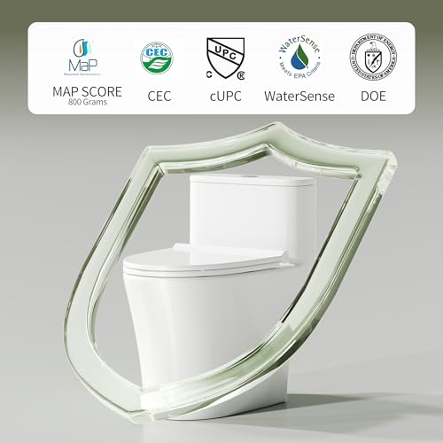 DeerValley Compact One-Piece Toilet 1.28 GPF Single Flush Fully Skirted Bowl with Soft-Close Seat White Space-Saving Elongated Toilets for Small Bathrooms