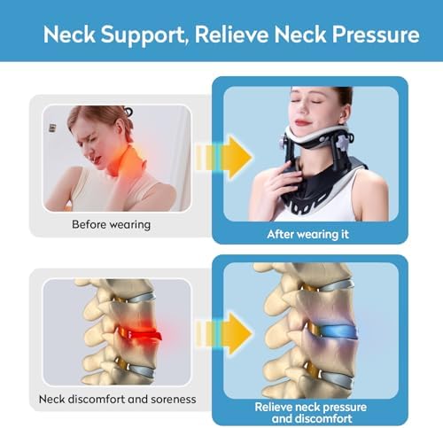 Neck Stretcher Cervical Traction, Adjustable Neck Traction Device, Neck & Shoulder Pain Relief, Neck Brace for Improved Spine Alignment, Used for Home, Office, Outdoor
