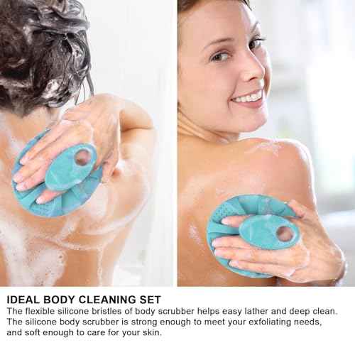 INNERNEED Soft Silicone Body Cleansing Brush Shower Scrubber, Gentle Exfoliating and Massage for All Kinds of Skin (Dark Green)