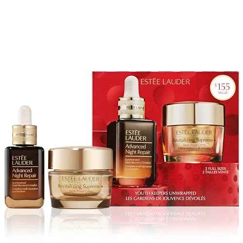 Est?e Lauder Youth Keepers Unwrapped: Lift + Firm + Glow 2-Piece Skincare Gift Set | Includes Full-Size Advanced Night Repair Serum 1 Fl Oz & Revitalizing Supreme+ Moisturizer 1 Ounce