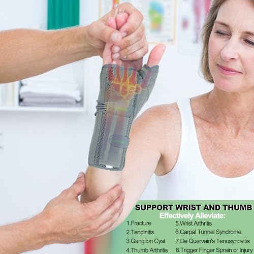 Wrist Brace With Thumb Support for Dequervains Tendonitis,Thumb Brace for Carpal Tunnel, Wrist ganglion cyst, Arthritis Pain Relief,Thumb Spica Splint for night rest(Right Hands,Large)