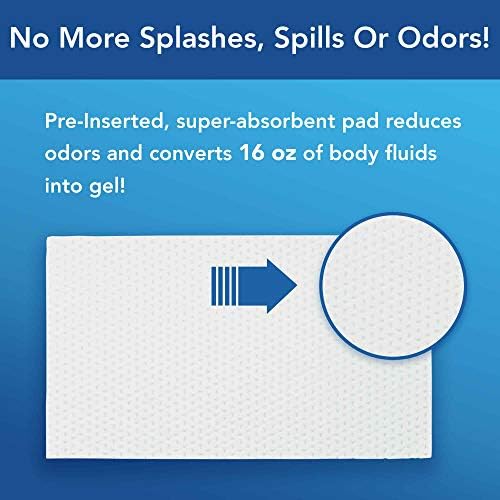 Cleanis CareBag Anti-Odor Toilet Bowl Liners with Absorbent Pad – Leak-Resistant, Universal Fit for Indoor/Outdoor Toilets – Odor-Eliminating – Converts Toilet to Dry Use, 20 Count