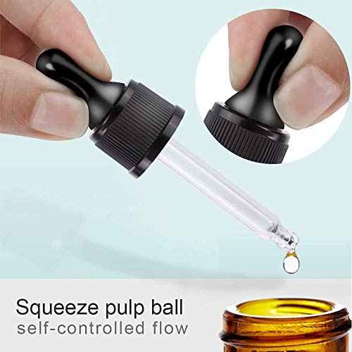 YGDZ Droppers for Essential Oils 15 Pack 15ml (1/2 Ounce) Glass Eye Dropper Tops - Fit for DoTerra Young Living 15ml Essential Oil Bottles
