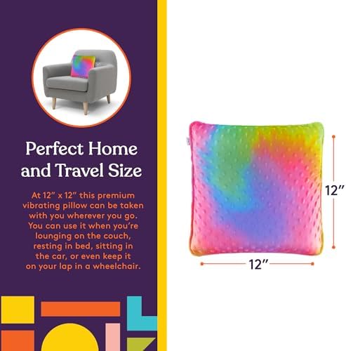 Special Supplies Vibrating Pillow Sensory Pressure Activated for Kids and Adults, 12” Plush Minky Soft Cover, Textured Therapy Stimulation Bumps- 3 Vibration Modes, Music & Voice Recording-Multi-Color