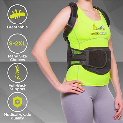 BraceAbility TLSO Full-Body Back Brace Support - Hard Postural Clamshell Jacket for Thoracic Kyphosis, Scoliosis, Scheuermann's Disease, Posture Correction, Post-Surgery Recovery (Small)